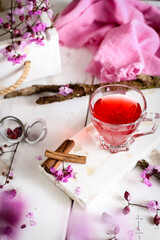 Tea with Rose Petals and Candle