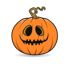 Halloween pumpkin with scary face on white background. Vector cartoon Illustration. Halloween pumpkin isolated. Halloween decor. Pumpkin head