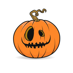 Halloween pumpkin with scary face on white background. Vector cartoon Illustration. Halloween pumpkin isolated. Halloween decor. Pumpkin head