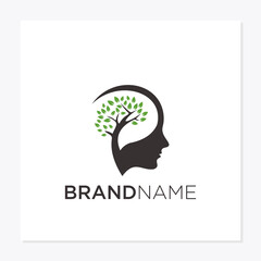 Brain with Tree Logo Design Concept  People Head with Tree Logo - Vector Illustration - Vector