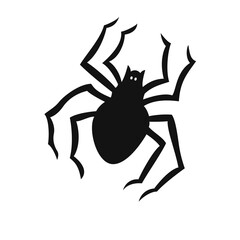 Black spider simple flat vector illustration on white. Spider Halloween icon