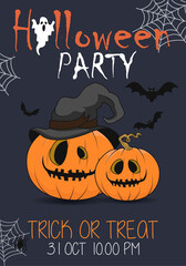 Halloween party invitation vector illustration. 