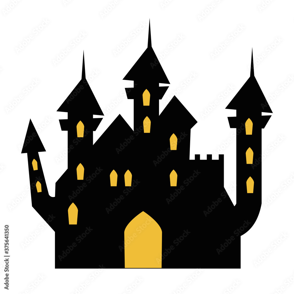 Poster halloween, haunted castle in white background vector illustration design