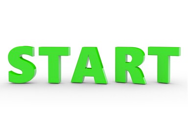 3D word start on white background
