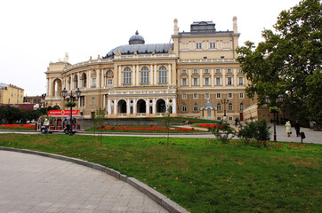 ODESSA, UKRAINE, SEPTEMBER 23, 2013: Odessa national academic Opera and ballet theatre. View of the Odessa Opera and ballet theatre on Theatre square.