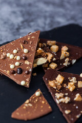 Hand-made bars of milk and dark chocolate 