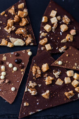 Hand-made bars of milk and dark chocolate 
