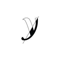 Letter Y Monogram with slices effect in black and white color