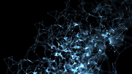 Abstract futuristic - technology with polygonal shapes on dark blue background. Design digital technology concept. 3d illustration.