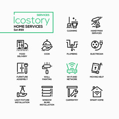 Home services - vector line design style icons set