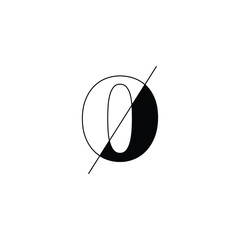 Letter O Monogram with slices effect in black and white color