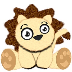 cute fluffy baby lion toy cartoon illustration 