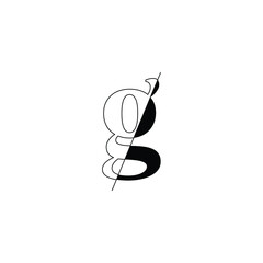 Letter G Monogram with slices effect in black and white color
