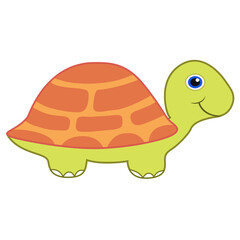 Cute cartoon green turtle vector. A hand drawn design on isolated white background.