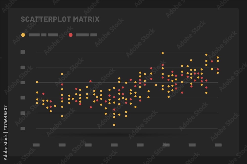 Poster scatterplot matrix. elements of infographics on a dark background. use in presentation templates, mo