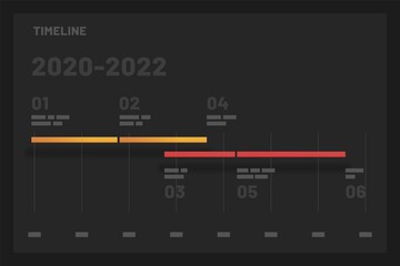 Timeline. Elements of infographics on a dark background. Use in presentation templates, mobile app and corporate report. Dashboard UI and UX Kit.
