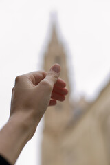 hand of man in the sky