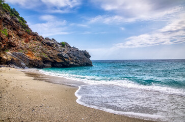 Fototapeta na wymiar Mylopotamos beach at Tsagarada of Pelion in Greece