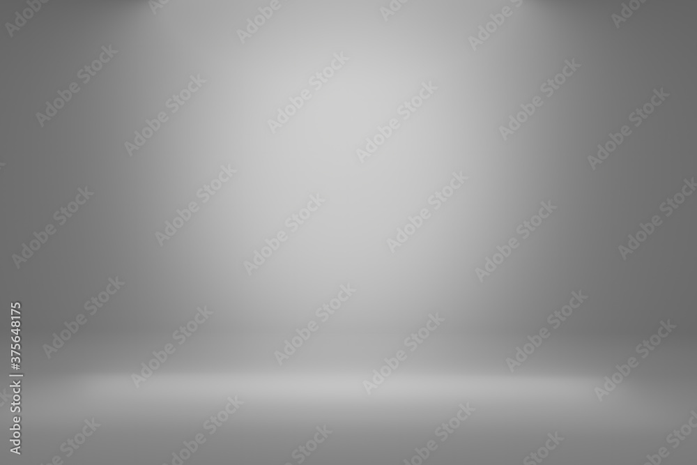 Wall mural blank gray gradient background with product display. white backdrop or empty studio with room floor.