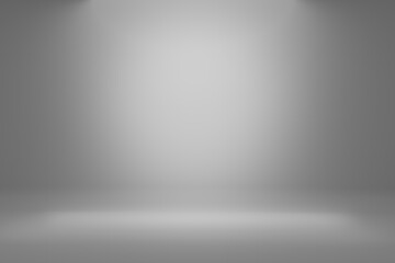 Blank gray gradient background with product display. White backdrop or empty studio with room floor. Abstract background texture of light grey.