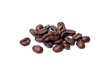 Roasted coffee beans isolated on white background
