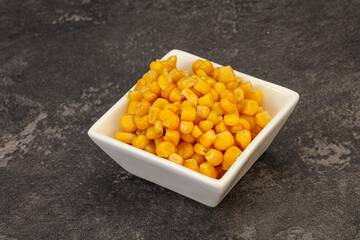 Sweet corn seeds in the bowl