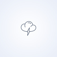 Cloudy thunderstorm, vector best gray line icon