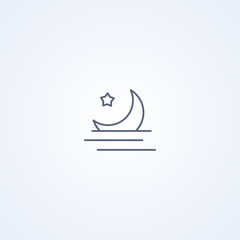 Moon sunset, vector best gray line icon