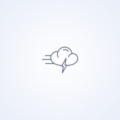 Thunderstorm and windy, vector best gray line icon