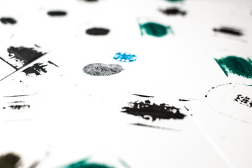 fingerprint and stamp on white paper
