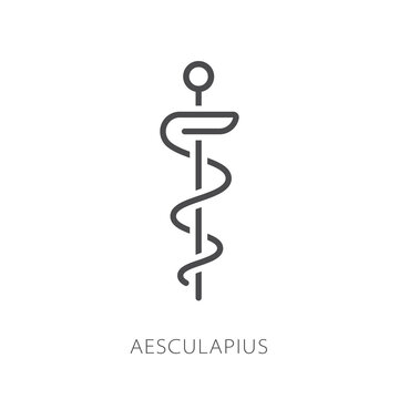 Aesculapius line icon. Element of medicine icon with name for mobile concept and web apps. Thin line Aesculapius icon can be used for web and mobile