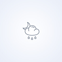 Night rain, vector best gray line icon