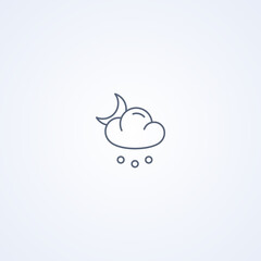 Night will snow, vector best gray line icon