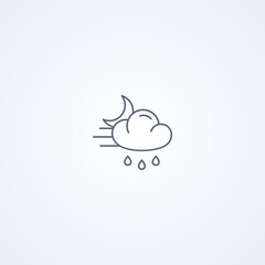 Night windy and rain, vector best gray line icon