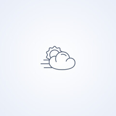 Windy cloud, vector best gray line icon