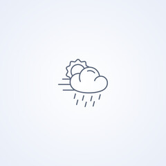 Cloudy, rain and wind, vector best gray line icon