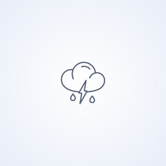 Storm cloud and rain, vector best gray line icon