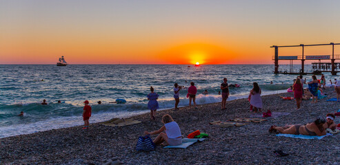 Russia the greater Sochi Lazarevskoye Black sea beach