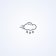 Strong wind and rain, vector best gray line icon