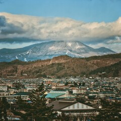 Fototapeta na wymiar view from the top of the mountain in fukushima, japan