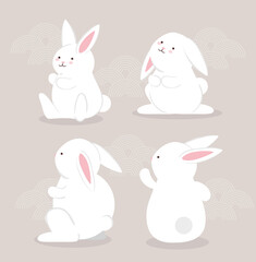 set of rabbits animals icons vector illustration design