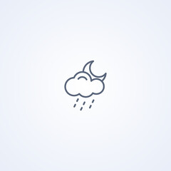 Night rainy and  wind, vector best gray line icon