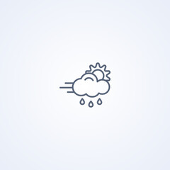 Rain and  wind, vector best gray line icon