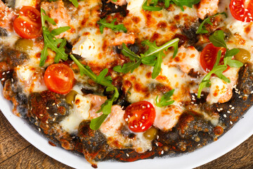 Pizza with salmon and mozzarella