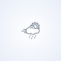 Rain and strong wind, vector best gray line icon