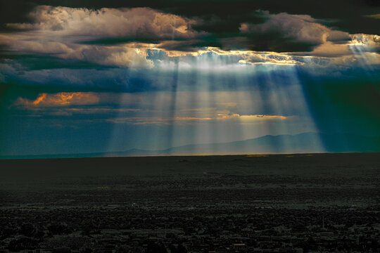  God Rays Over The Rio Grande New Mexico USA