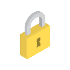 Closed lock icon, password, access. Isometric vector illustration. Pictogram isolated on white background