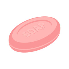 Pink soap bar isolated on white background. Isometric vector illustration.