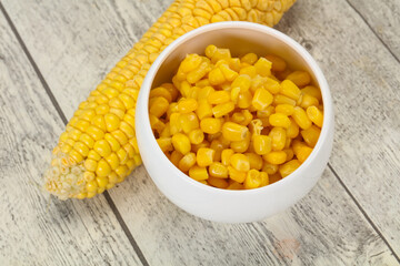 Young corn seeds in the bowl