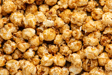 sweet popcorn as background. caramel corn close up